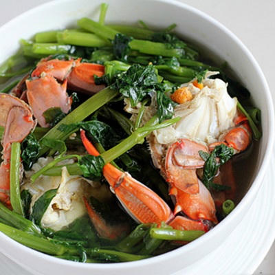 Kết quả hình ảnh cho ghẹ nau rau muong